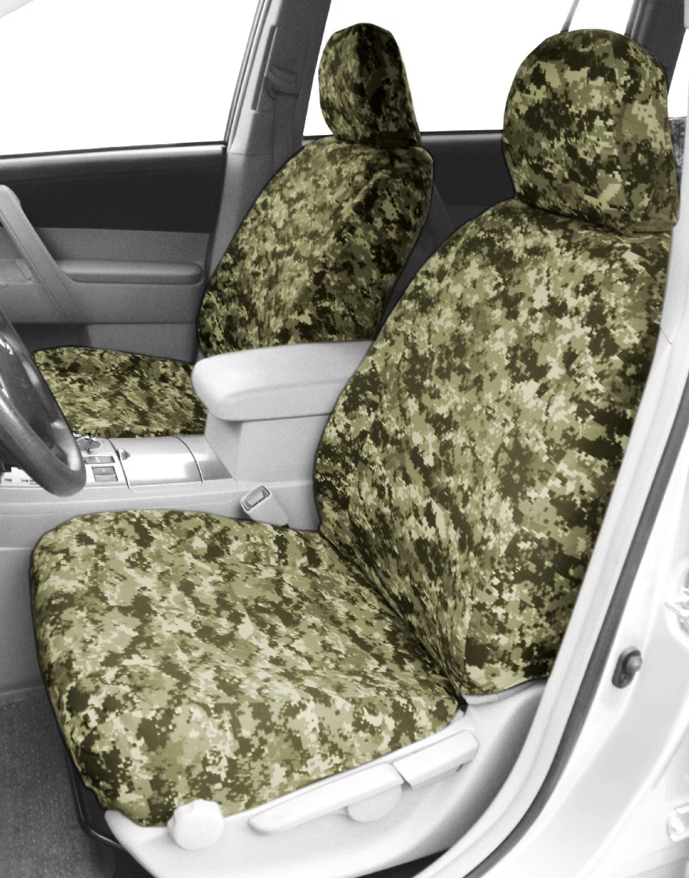 CalTrend Front Buckets Camo Seat Covers for 2000-2002 Saturn SL2 - ST333-98KF Forest Insert and Trim