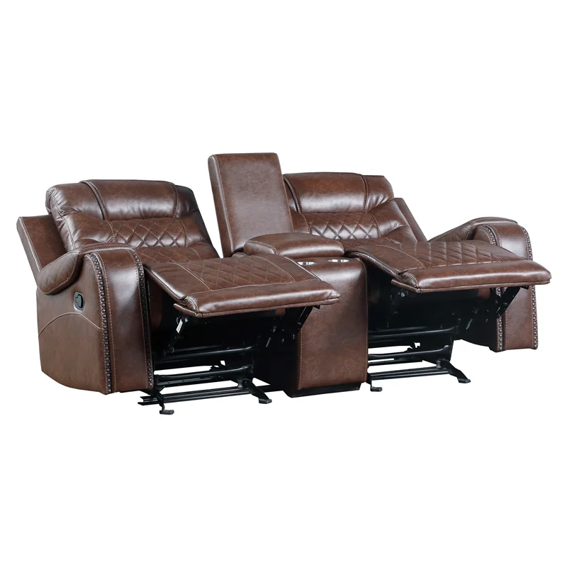 Lexicon Putnam 2-Piece Upholstered Manual Reclining Sofa Set in Brown