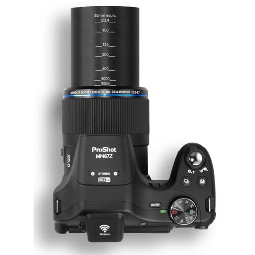 Minolta Pro Shot 20MP Digital Camera – 67x Optical Zoom, Full 1080p HD Video, Optical Image Stabilization, Wi-Fi, 3-inch Articulating LCD Screen, 27 Scene Modes – Includes 16GB SD Card (Black)