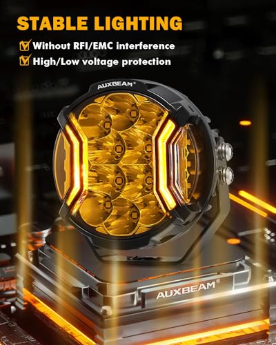 Auxbeam V-MAX Series 72W LED Pod Driving Lights, 4x2.5 Inch Rectangle Side Shooter Offroad Cube Spotlights with Amber DRL, 270° Combo Beam 6 Modes White/Amber/Yellow Auxiliary Lights with Covers