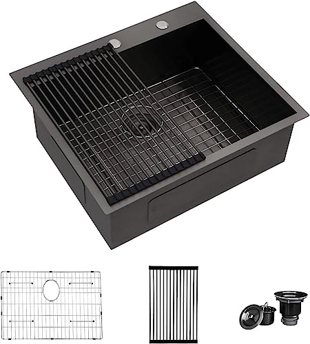 25 Inch Utility Laundry Sink Drop In 16 Gauge Stainless Steel Single Bowl Laundry Room Sink Laundry & Utility Room Kitchen Sinks 25