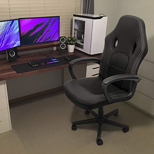 Office Gaming Chair High Back Leather Computer Chairs Ergonomic Height Adjustable Racing Game Desk Chair Executive Conference Task Chair (Blue)
