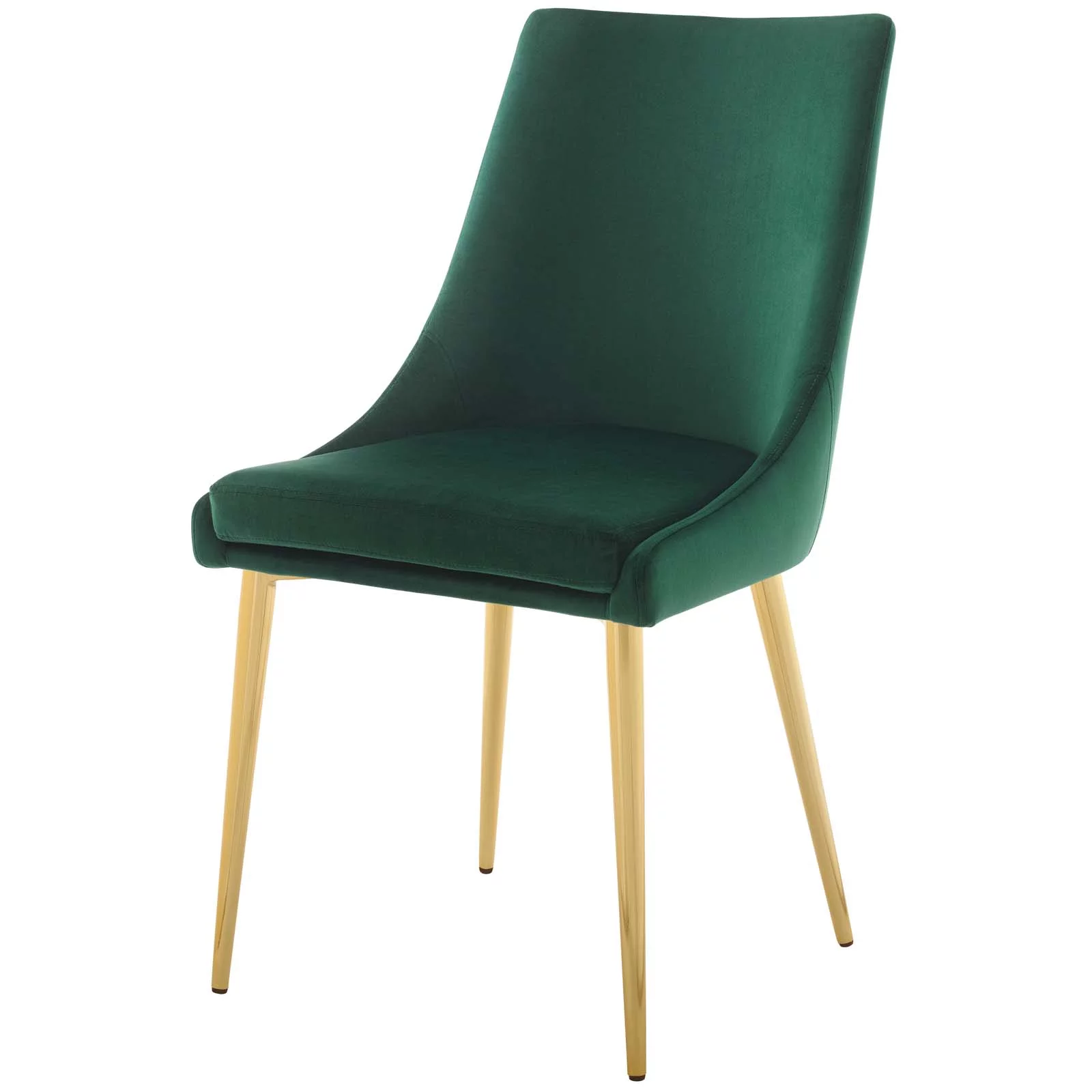Contemporary Modern Urban Designer Dining Kitchen Room Side Dining Chair, Velvet Fabric Metal Steel, Green
