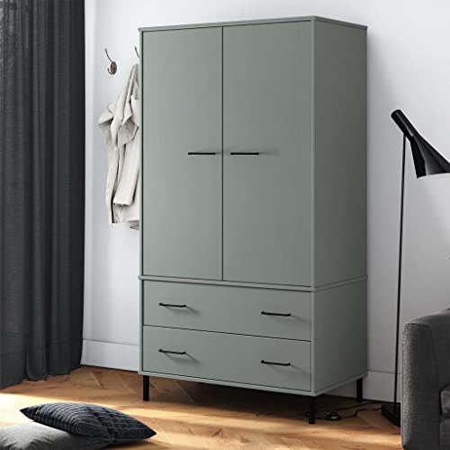 Wardrobe with Metal Legs Gray 35.4