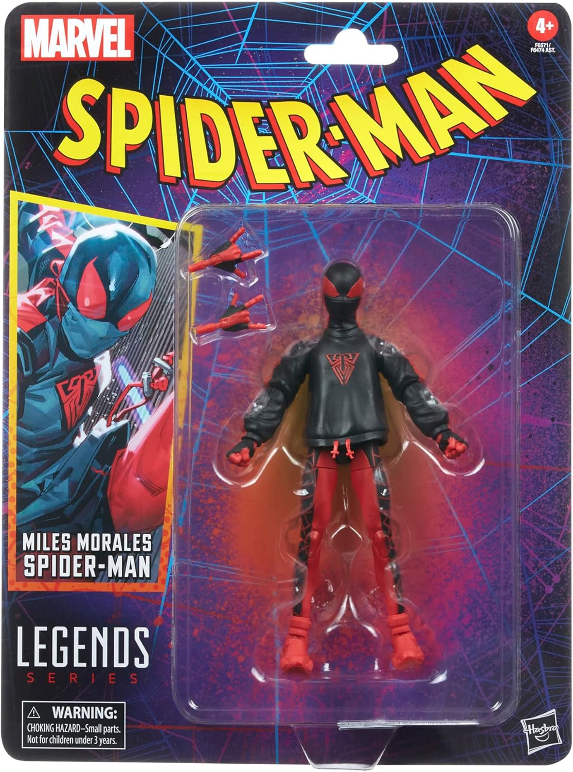 Marvel Legends Series Miles Morales Spider-Man, Collectible 6-inch Action Figures, 2 Accessories