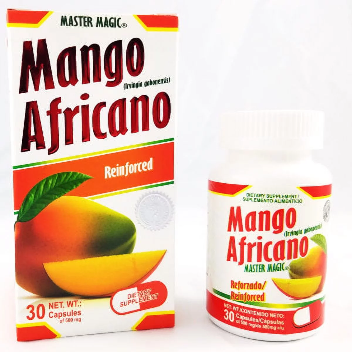 Mango Africano Natural Weight Loss Dietary Supplement 30 Capsules 500mg (2 PACK) Suplemento dietético de pérdida de peso natural Mango Africano 30 cápsulas 500 mg (paquete de 2)