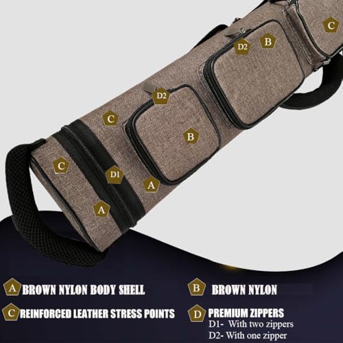 Champion 2X4,3x6 Nylon/Leatherette Billiard Pool Cue Stick Hard Carrying Case 4S2B, 6S3B