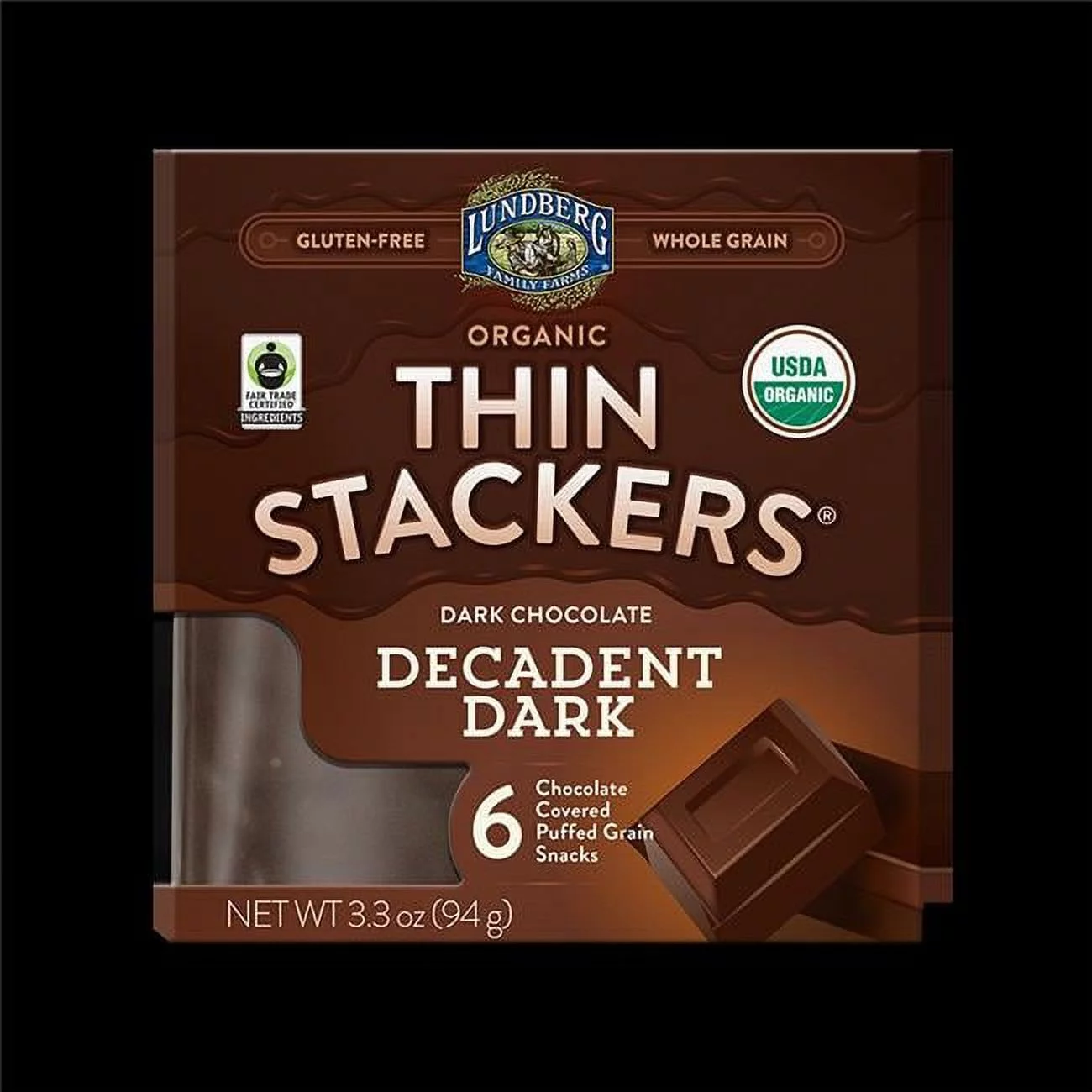 3.3 oz Organic Chocolate Thin Stacker, Decadent Dark