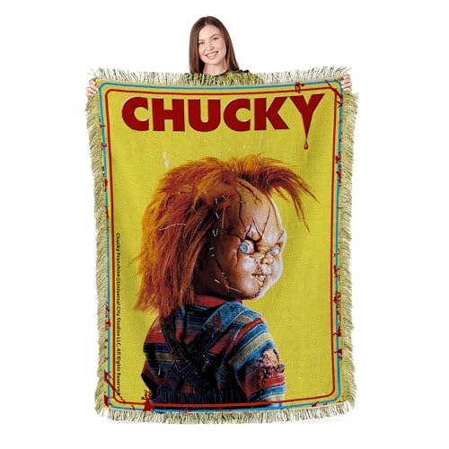 Northwest Universal Chucky Look Over Shoulder Tapestry Throw for Bed, Couch, Wall, Halloween Decorations, Spooky Hanging, 48x60 inches