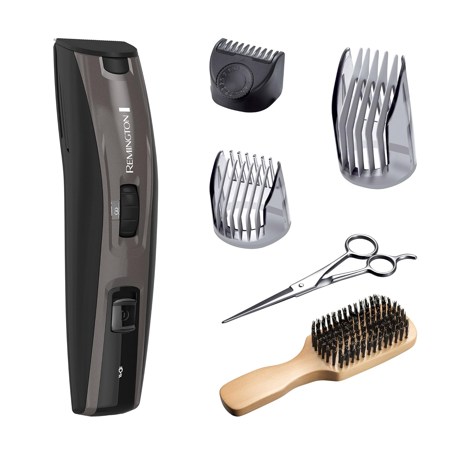 Remington® ‘The Beardsman’ Beard Trimmer for Men, Ultimate Precision Full Beard Grooming Kit and Hair Clippers, with 3 Adjustable Combs, Scissors, and Brush, Black