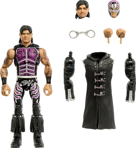 Mattel WWE Ultimate Edition Action Figure & Accessories, 6-inch Dominik Mysterio Collectible Set, Swappable Heads & Hands, 30 Articulation Points