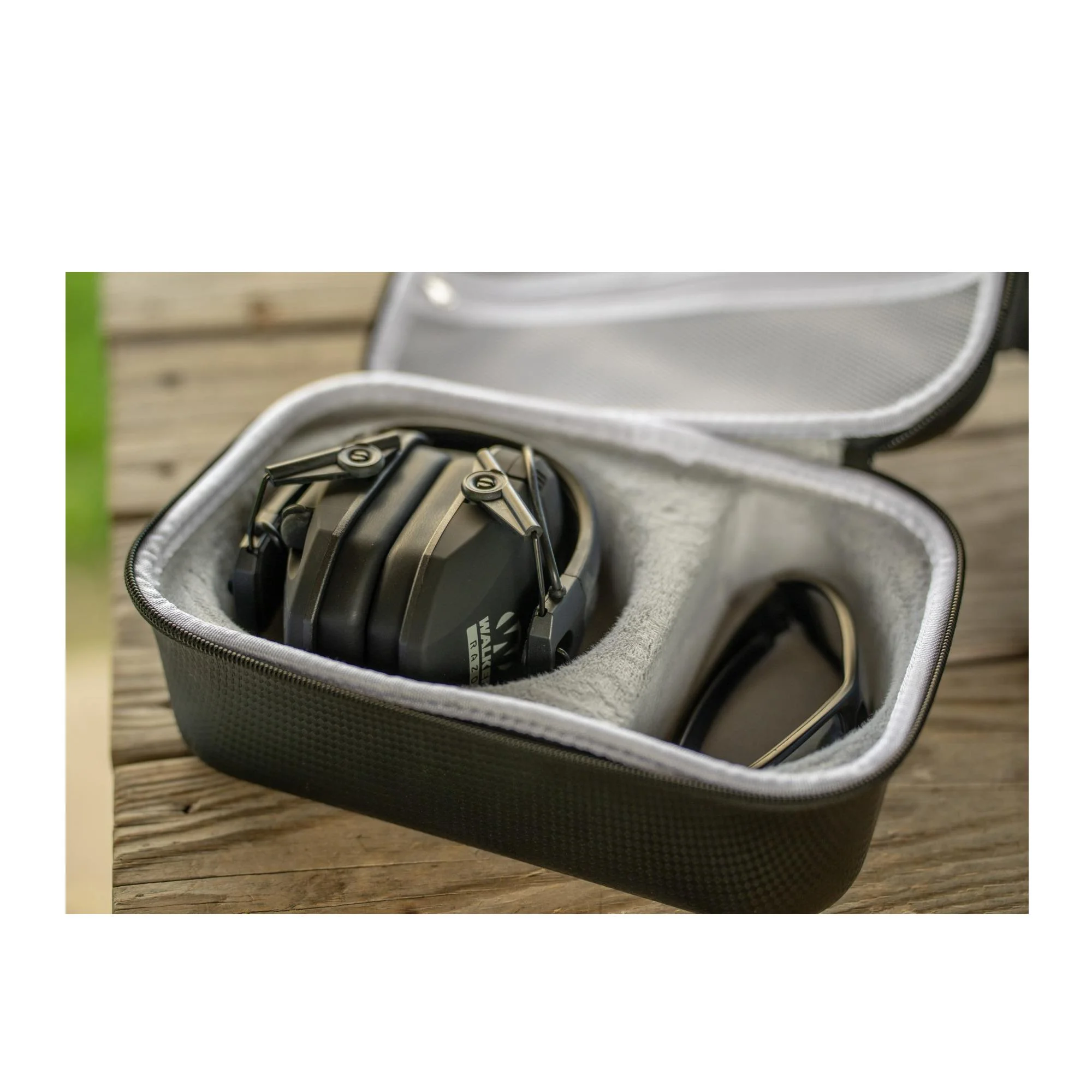 Walker's FireMax Behind the Neck Muff w/ Large Protective Carrying Case Bundle