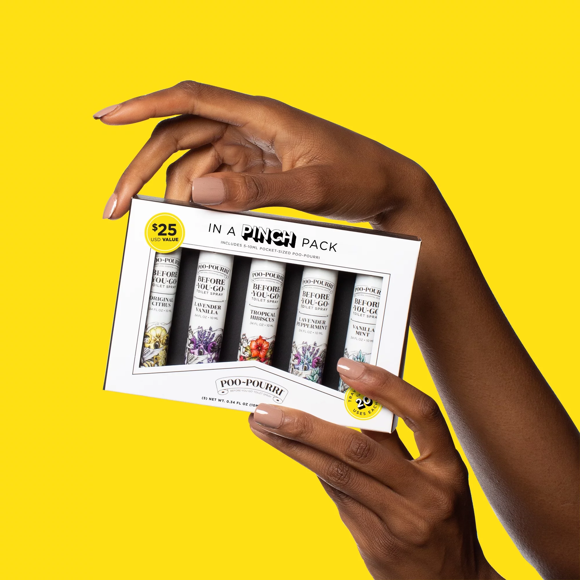 Poo-Pourri, 5pk In a Pinch Pack, 10ML, Before-You-Go Toilet Spray, Essential Oils, Natural, Non Aerosol, Air Freshener