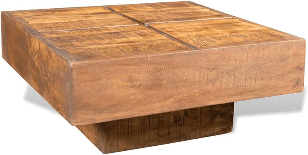 Cocktail Table,Rustic Style,Living Room Coffee Table,Coffee Table Brown Square Solid Mango Wood