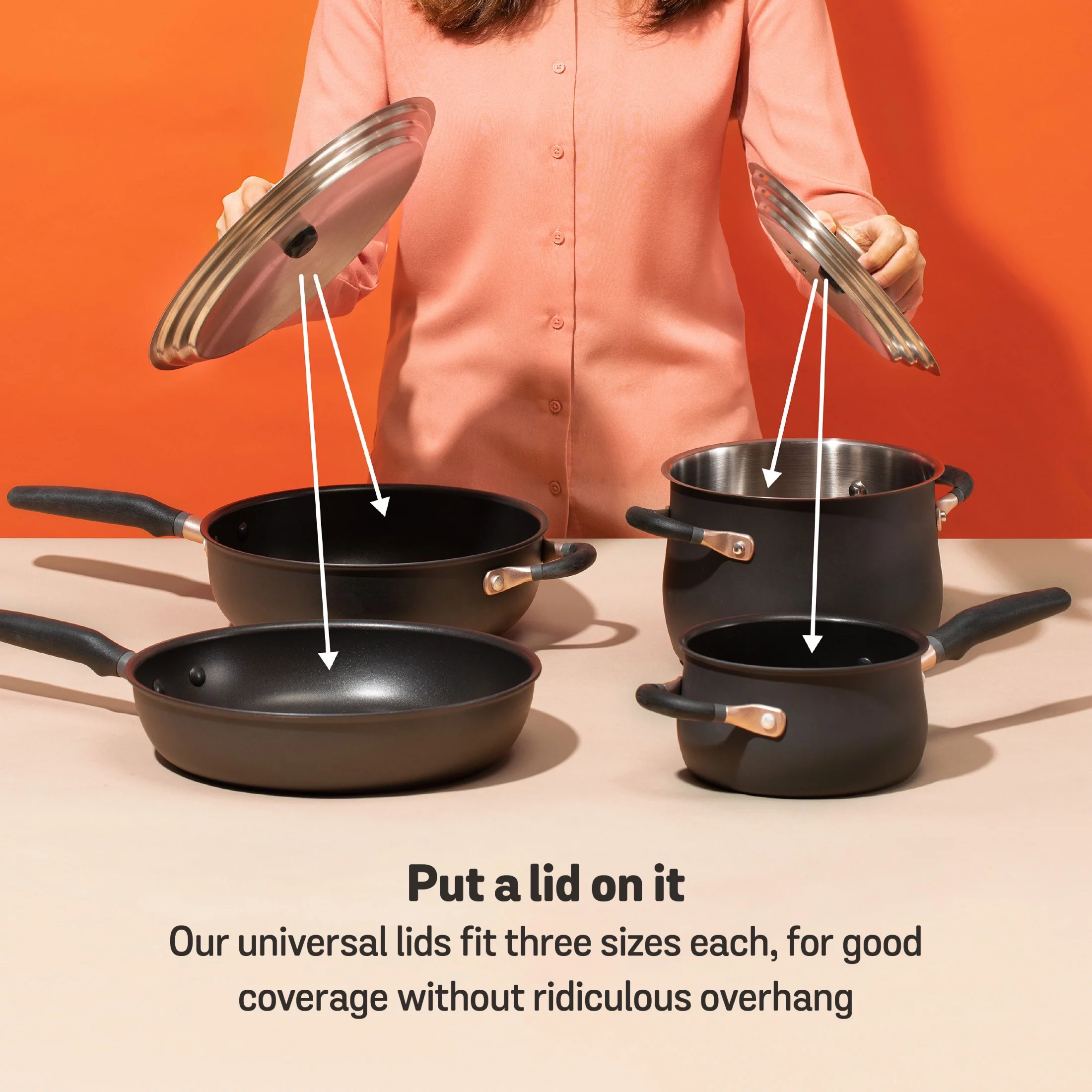 Meyer Accent 6 Piece Hard Anodized and Stainless Steel Pots and Pans Set, Matte Black