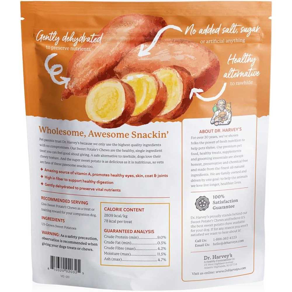 Dr. Harvey's Sweet Potate'r Chews Dog Treats - Pet Supplies online store