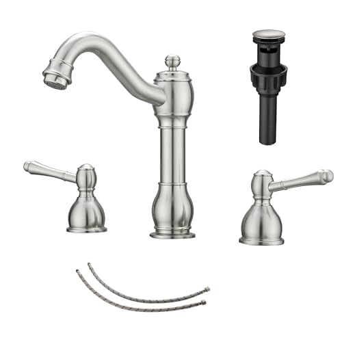 GGStudy 360° Swivel Antique Brass Bathroom Vessel Sink Faucet Single Handle One Hole Matching with Pop Up Drain