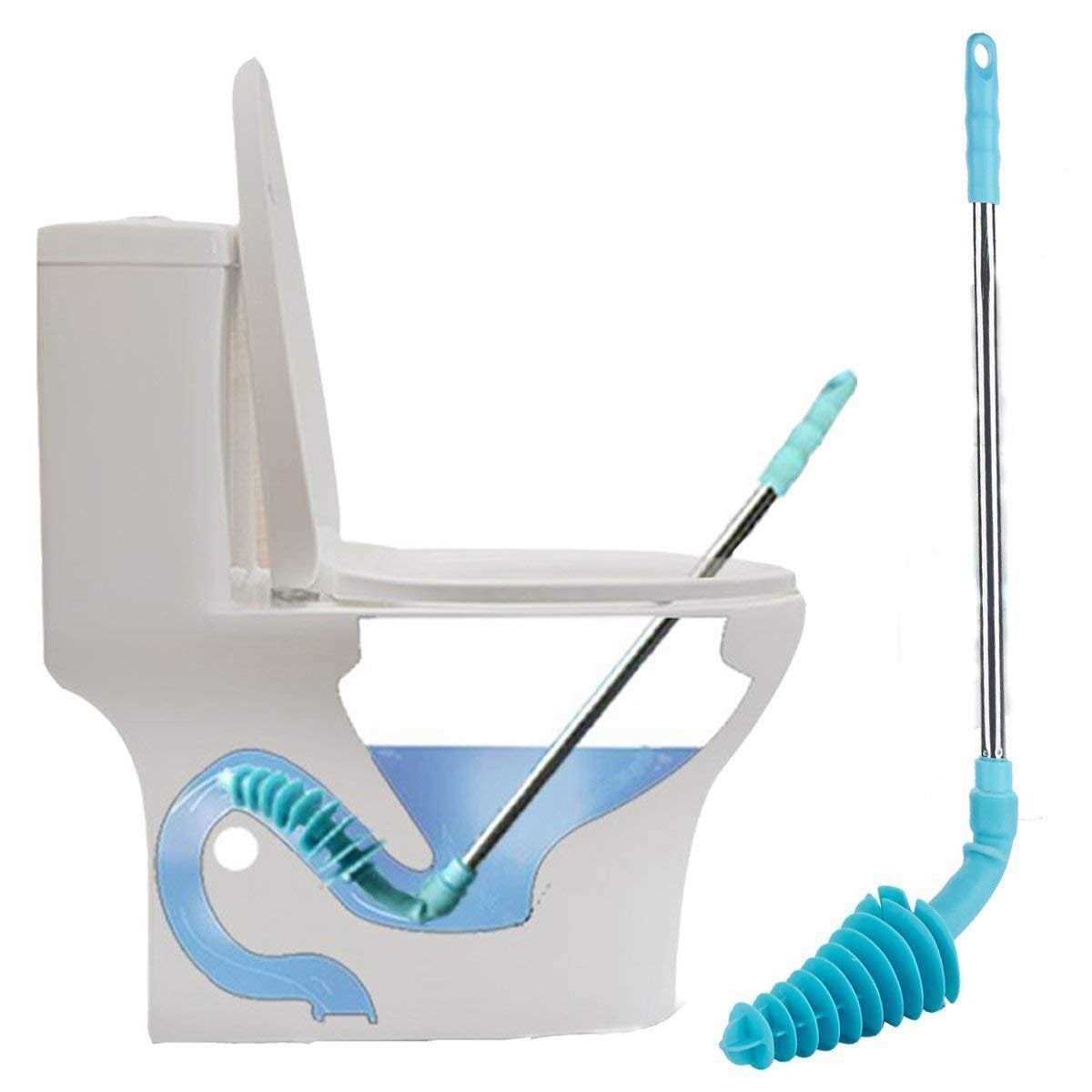 Homegoal Toilet Plunger Piston Type Toilet Clog Remover Flexible Rubber Head Stainless Steel Handle