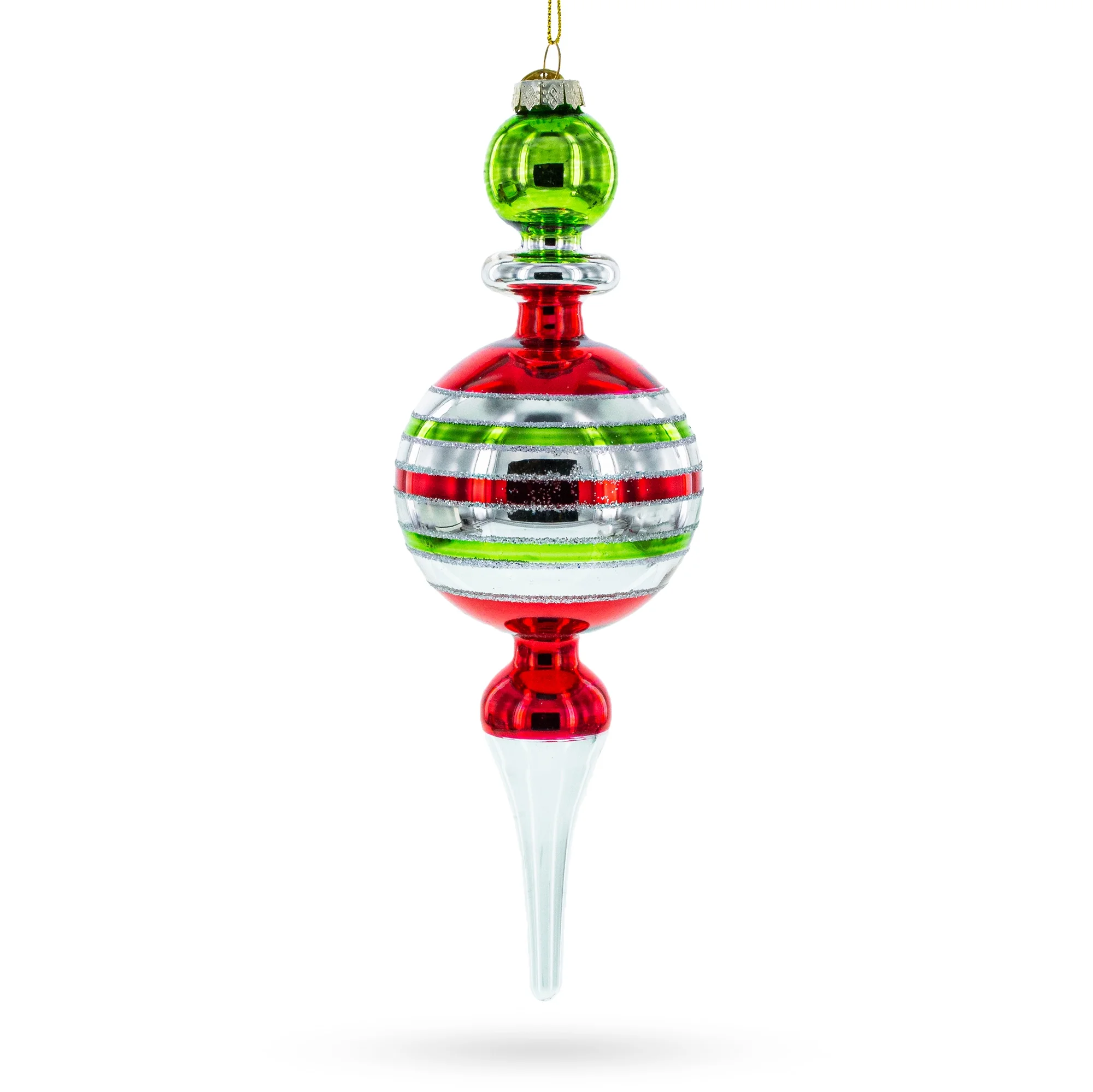 Vintage Multicolored Finial - Retro-Inspired Blown Glass Christmas Ornament