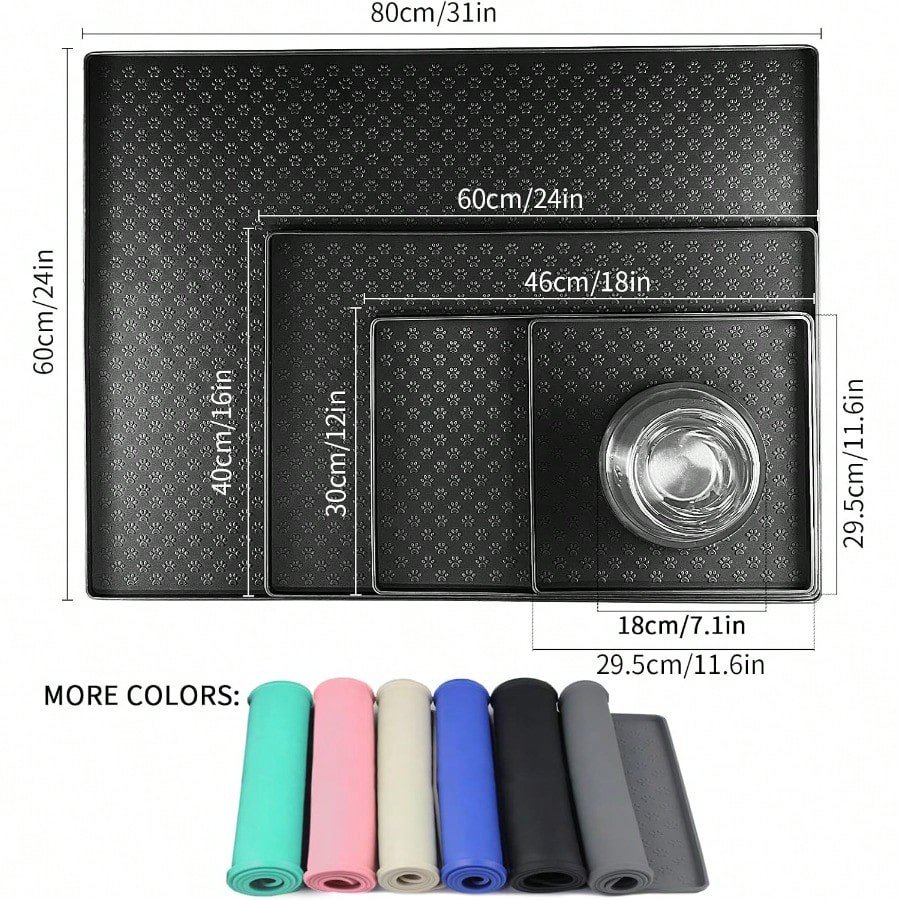 Silicone Pet Placemat For Dog And Cat Waterproof AntiSlip Pet Feeding Bowl Mats For Food And Water Small Medium Large Tray Mat Prevent Residues From Spilling To Floor Black 31.5 23.6