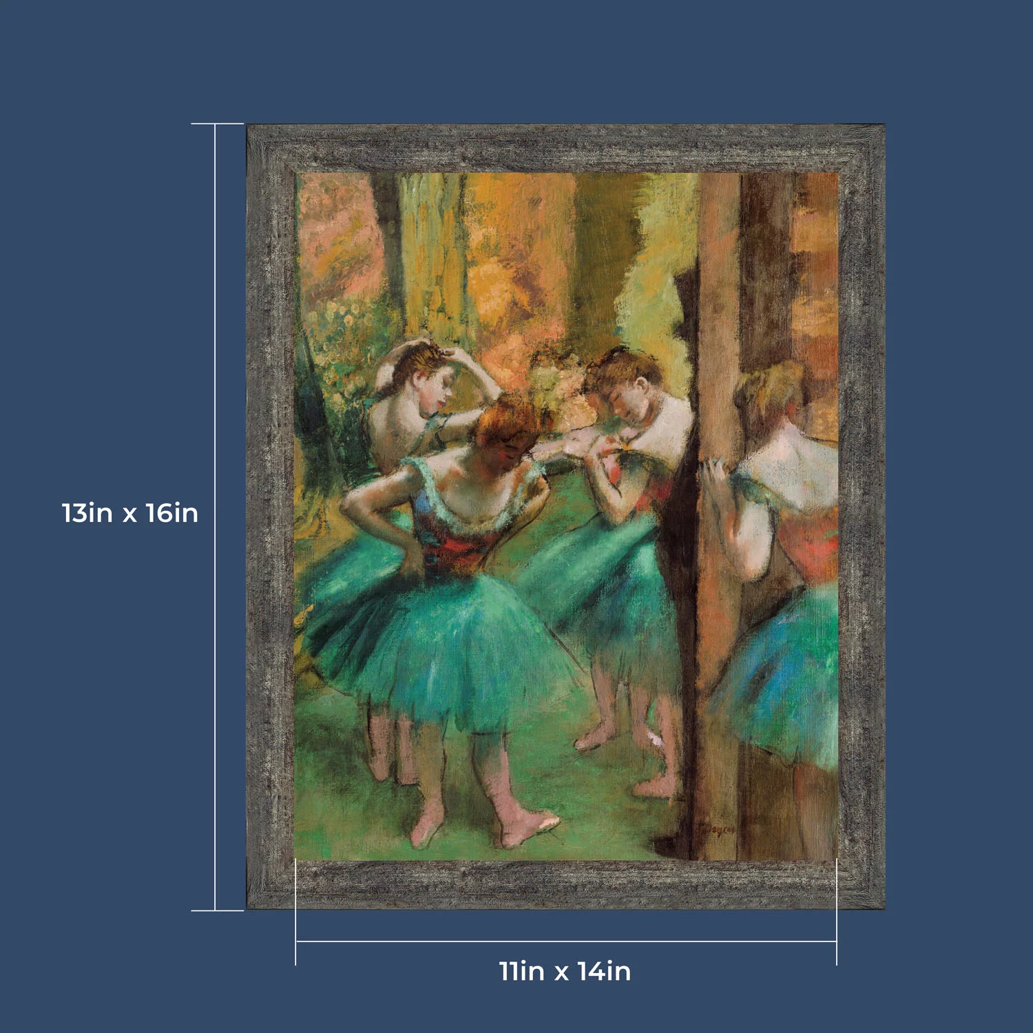 Dancers, Pink and Green by Edgar Degas Framed Wall Art Print, Beautiful Degas Ballerinas, Living Room or Bedroom Wall Art, 11x14, 2421BW
