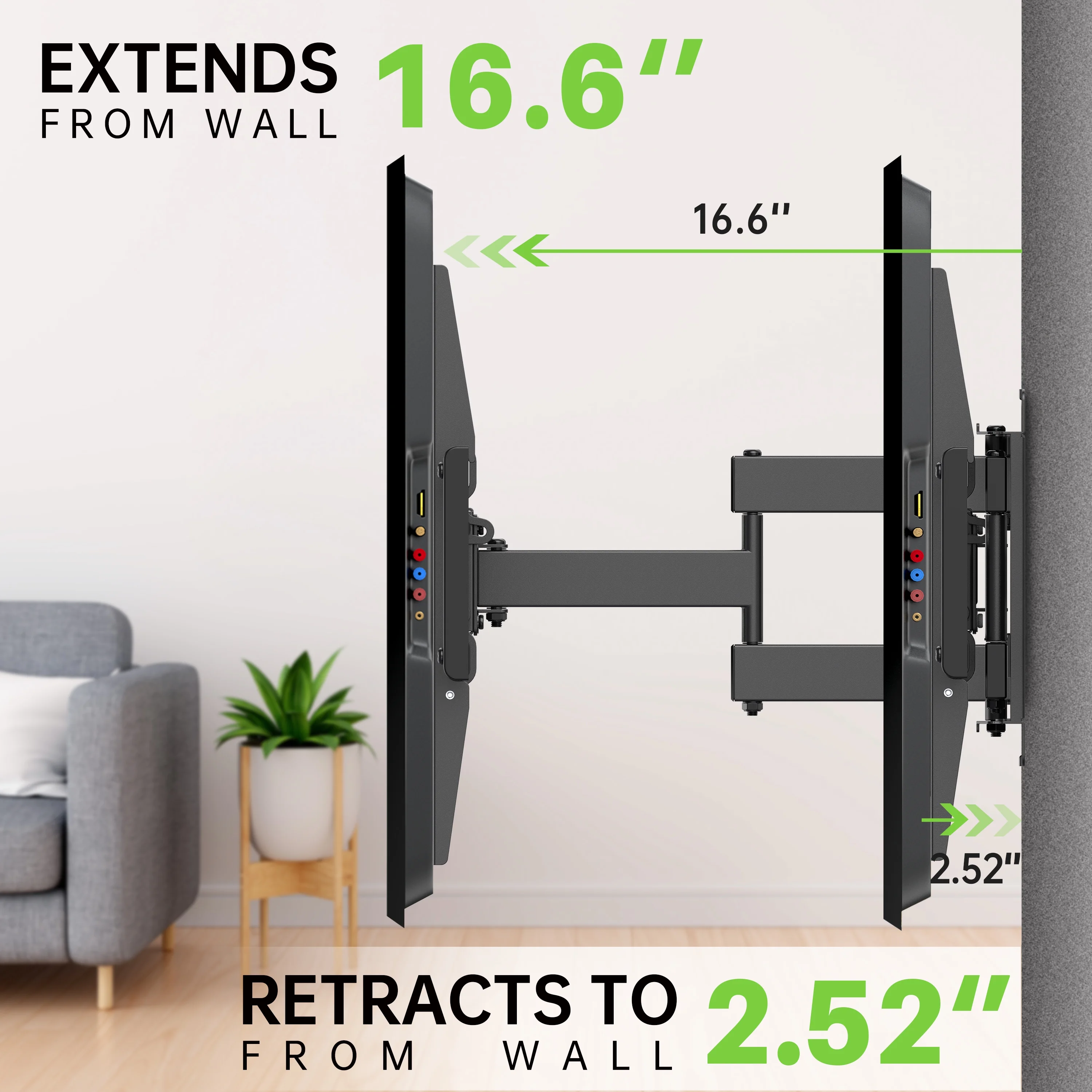 USX MOUNT Full Motion TV Wall Mount for 47-90 inch TVs Universal Swivels Tilts Extension Leveling Hold up to 132lb Max VESA 600x400mm, 16