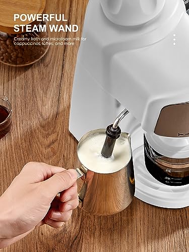 Espresso Machine, 3.5Bar Espresso and Cappuccino Machine with Fast Heating Function, 1-4 Cups Coffee Maker with Milk Frothing Function and Steam Wand (Red)