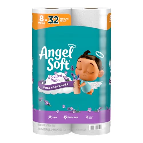 Angel Soft Toilet Paper with Fresh Lavender Scented Tube, 48 Mega Rolls = 192 Regular Rolls, Soft and Strong Toilet Tissue