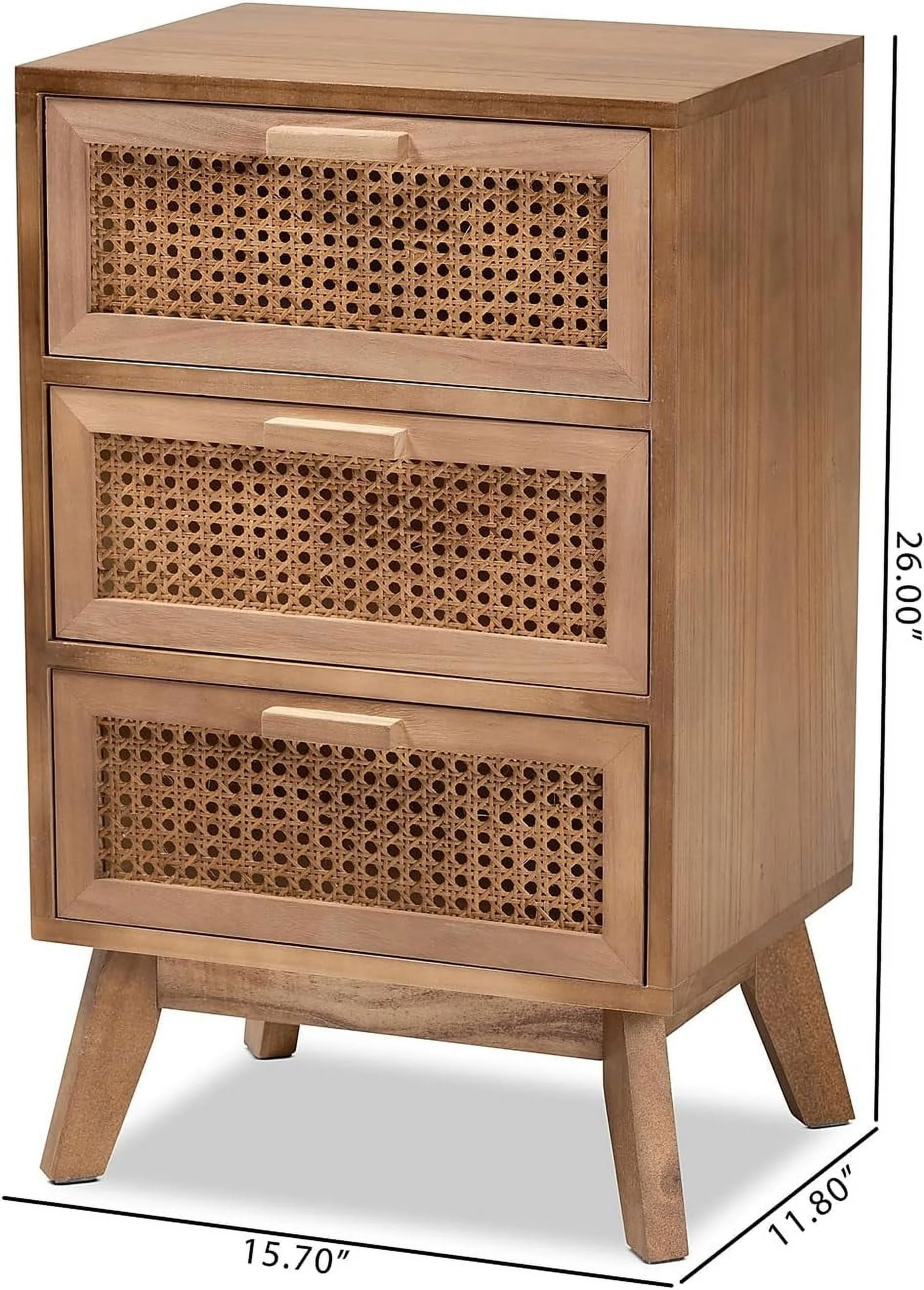 Baden 26-Inch High 3-Drawer Nightstand, Natural Brown And Walnut Brown (201-12259-Hit)