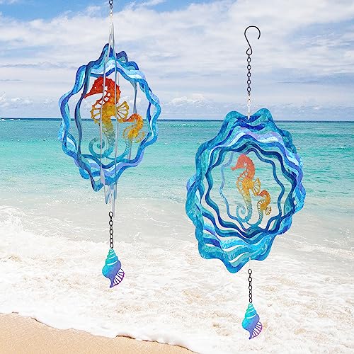 Wind Spinners Hanging, 12 Inches 3D Kinetic Hummingbird Wind Spinner for Yard and Garden Decor Stainless Steel Indoor Outdoor Decor Laser Cut Art Garden Metal Wind Sculptures & Spinners Decorations