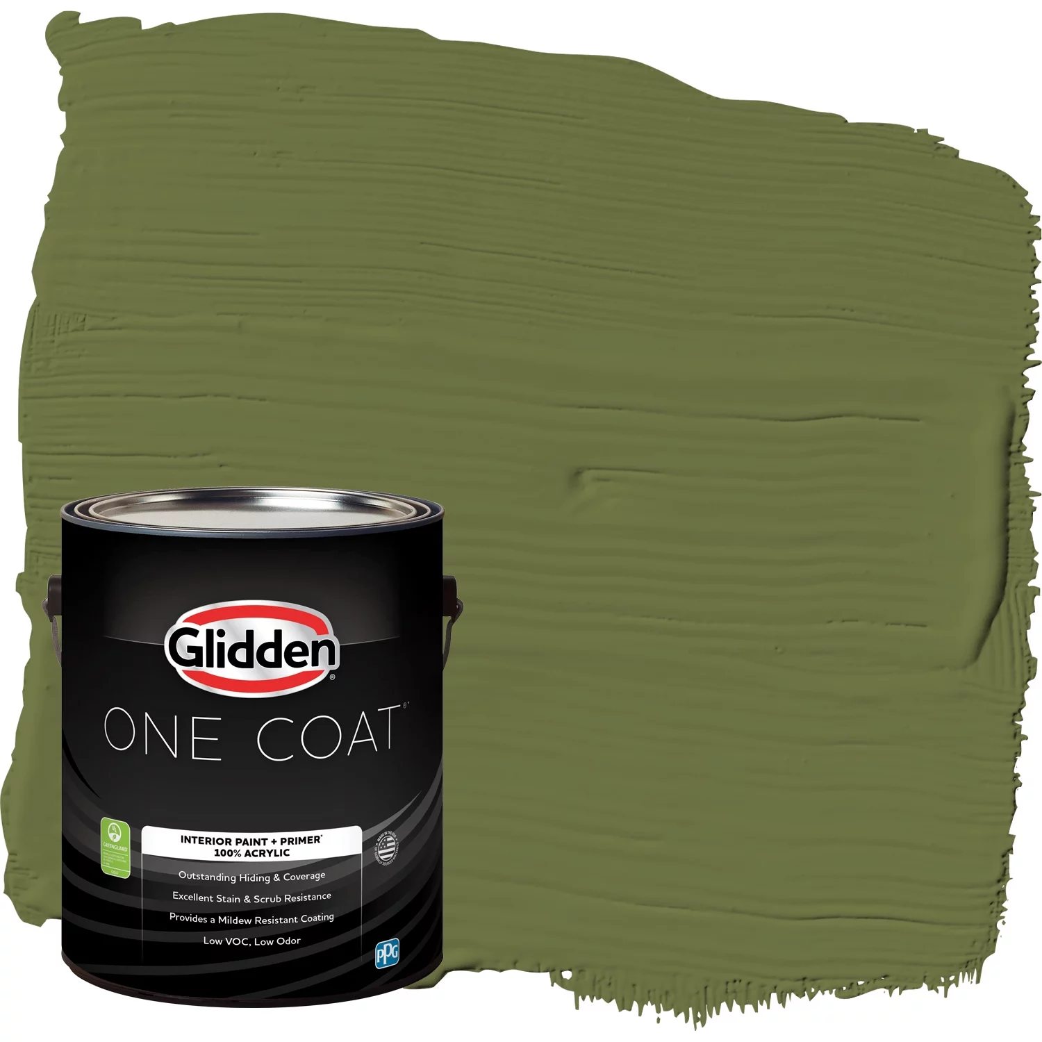 Glidden One Coat Interior Paint and Primer, Oakmoss / Green, 1 Gallon, Eggshell
