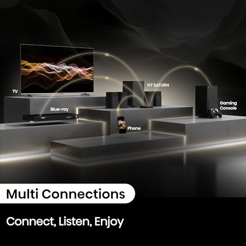 Hisense HT Saturn 4.1.2Ch Sound Bar with Wireless Subwoofer, Dolby Atmos, DTS:X, Bluetooth 5.3, EzPlay, 4K HDMI Pass Through, Roku TV Ready, HDMI/AUX/ARC/Optical/USB, 5 EQ Modes, Hi Concerto