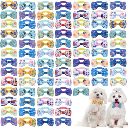 Wesiti 80 Pcs Dog Bow Ties for Small Dogs Assorted Pattern Pet Bowtie Collar Bows Cat Tie Collar Bowtie for Small Medium Puppy Pet Photography Grooming Party(Plaid Bow Tie)