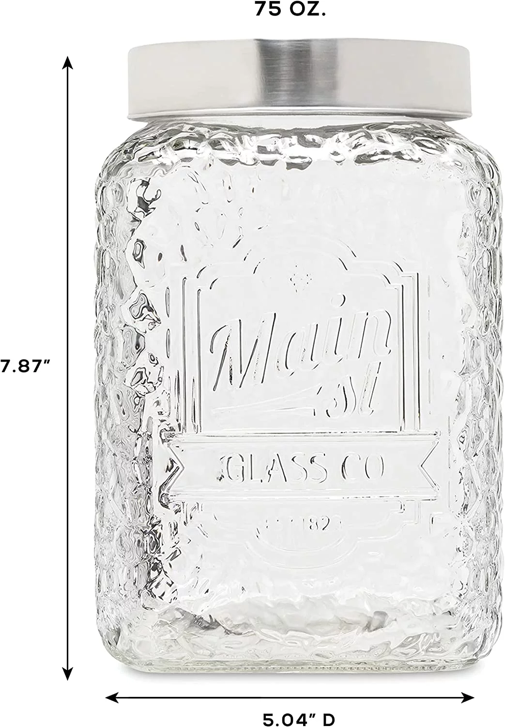 American Atelier, Square, Clear Glass Storage Containers with Airtight Lid (Main St), Set of 3