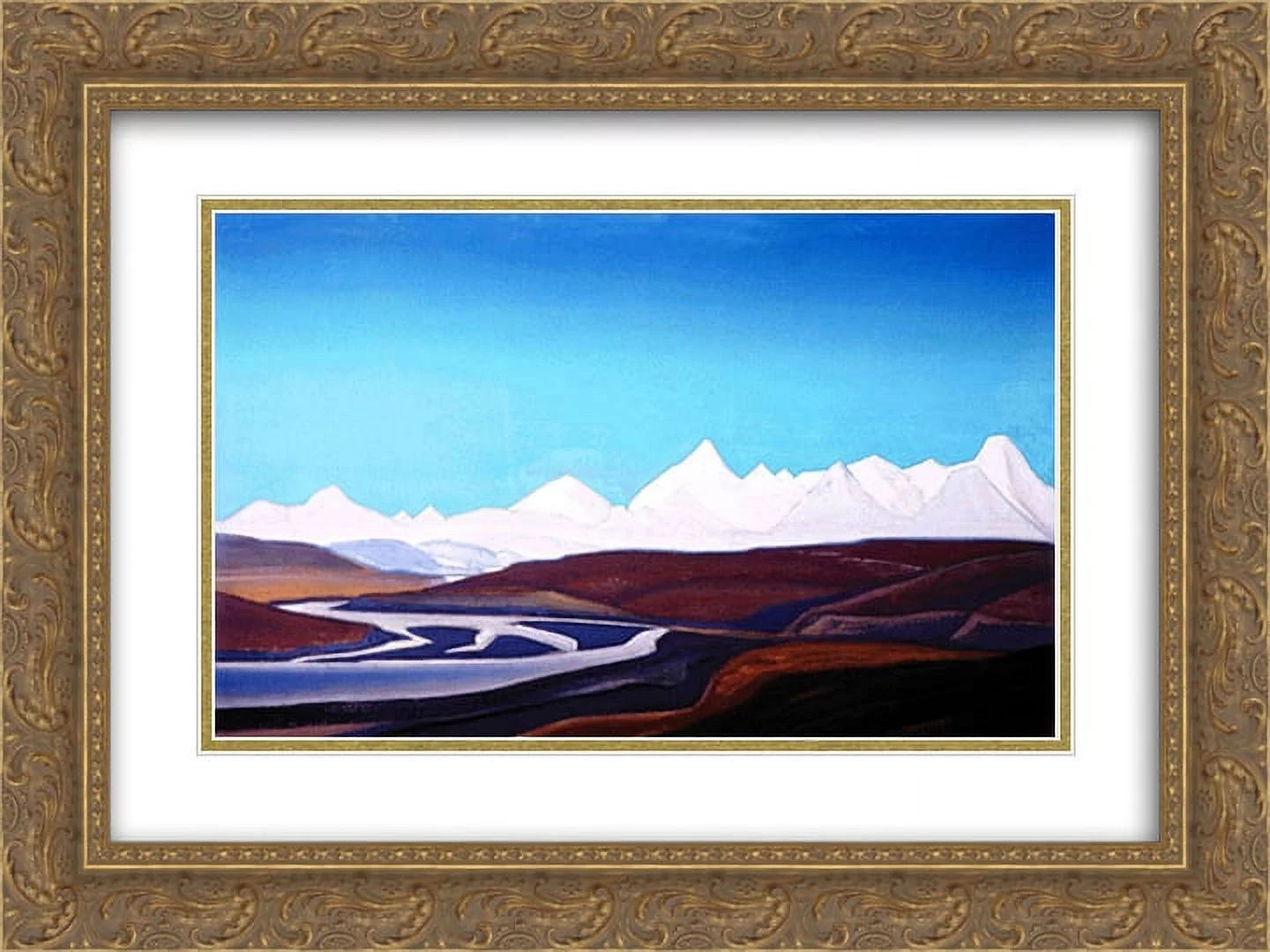 Nicholas Roerich 2x Matted 24x18 Gold Ornate Framed Art Print 'The Holiest Thang La '
