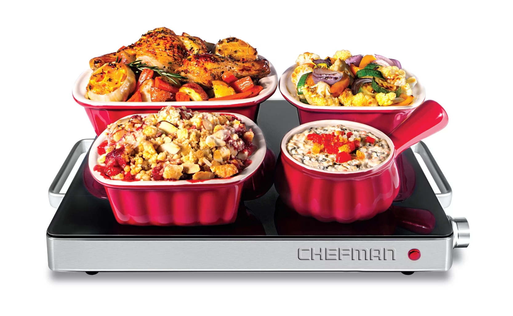 Chefman Compact Glasstop Warming Tray with Adjustable Temperature Control, Mini 15x12 inch, Black