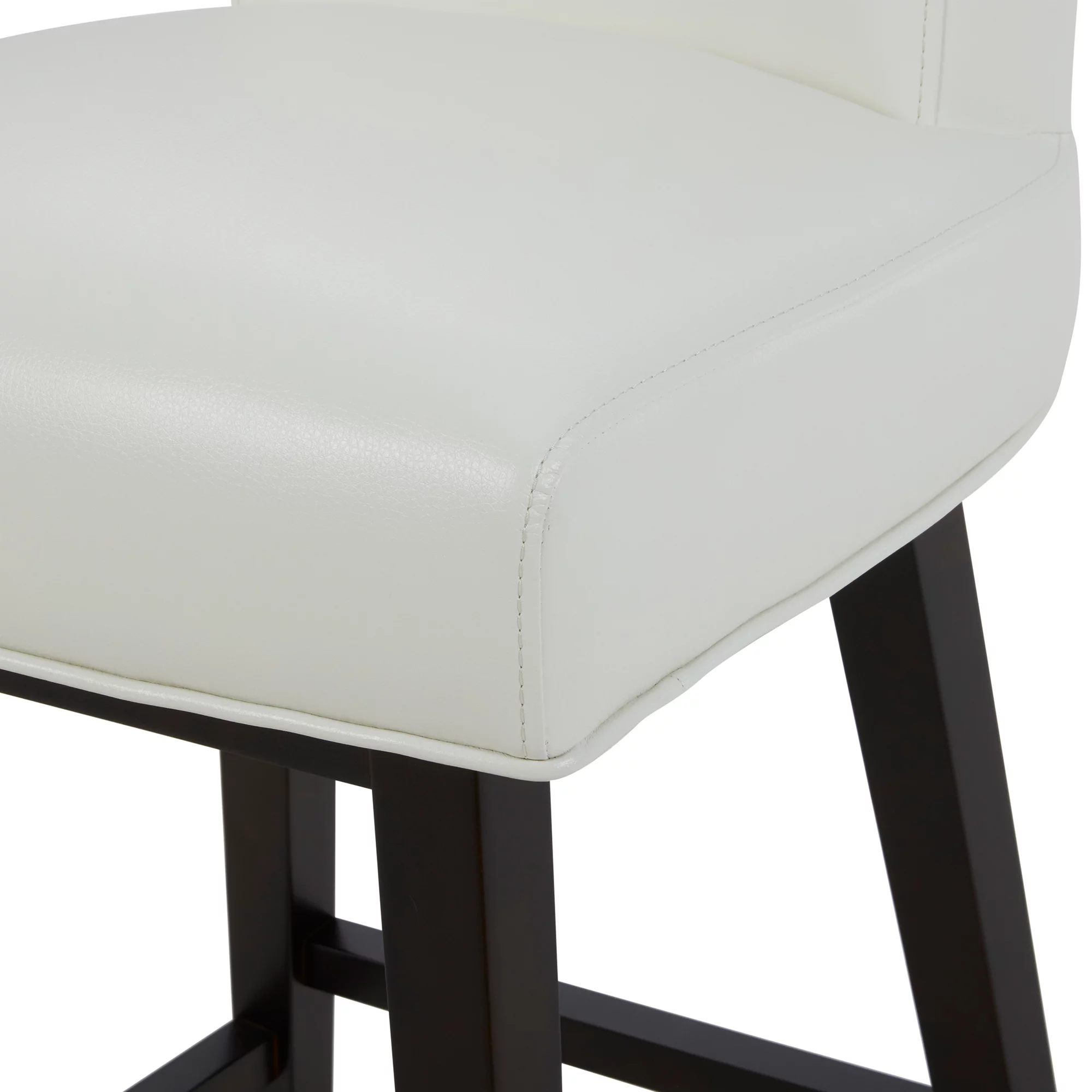 CHITA 26 in Upholstered Swivel Counter Bar Stools with Back&Wood Legs Set of 2, Faux Leather in White