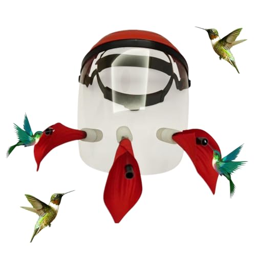Hummingbird Feeder Mask - Hummingbird Helmet Feeder for Head, Hummingbird Feeder Hat, Portable Head Mounted Flower Bird Feeder, Creative Wearable Bird Feeder Helmet for Bird Enthusiasts