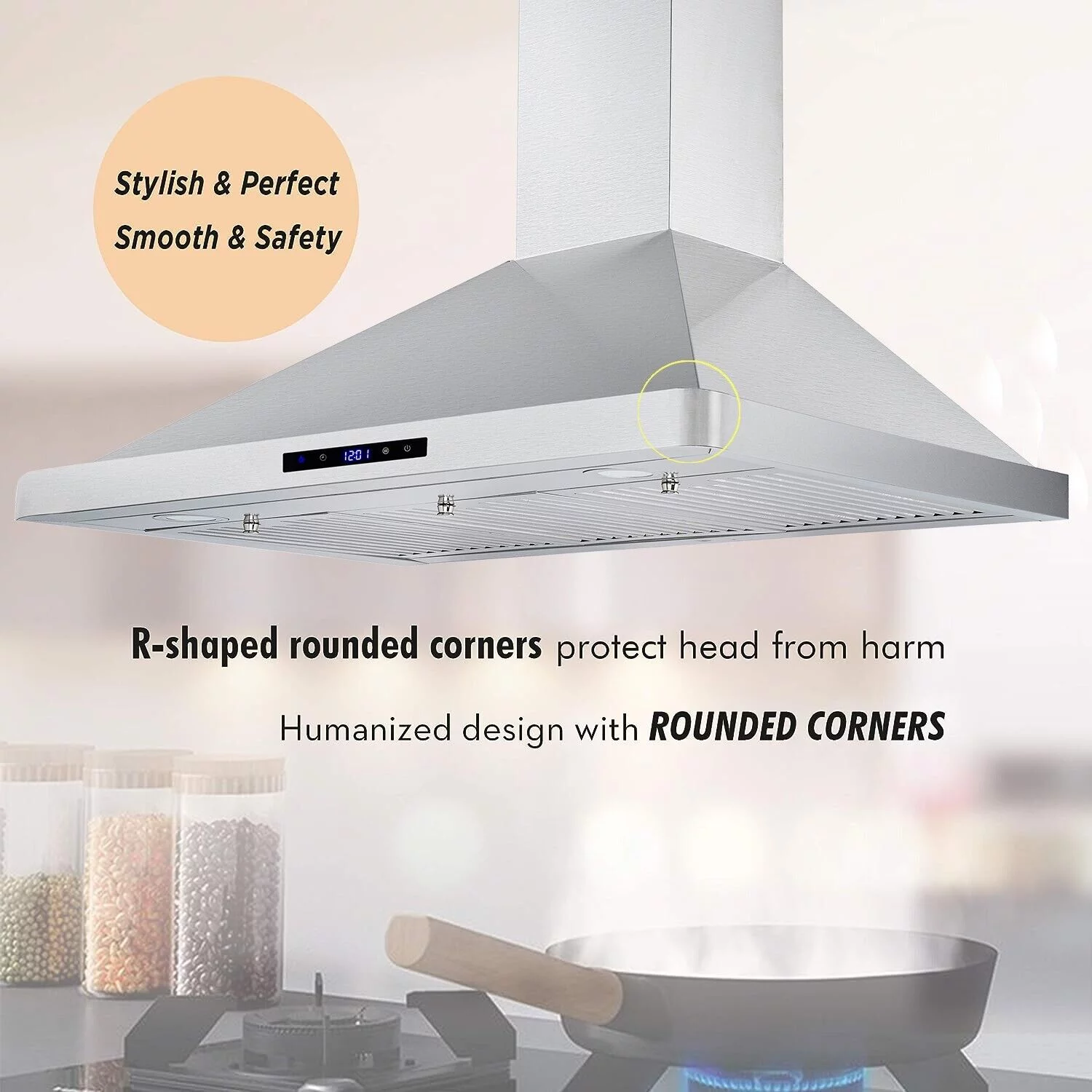 Tieasy 36 inch Wall Mount Range Hood Stainless Steel Kitchen Stove Vent 700CFM 3-Speed Fan Hood