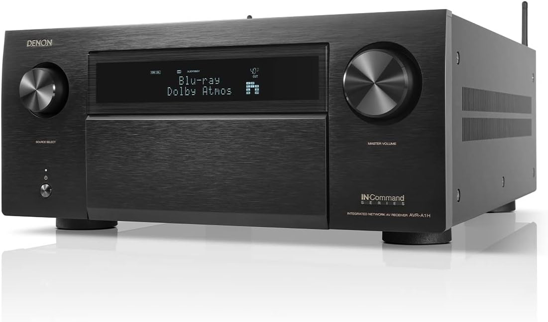 Denon AVR-A1H 15.4-Ch Receiver (150W X 15) - 4K/120 and 8K Home Theater Receiver (2022), Wireless Streaming via Bluetooth, Wi-Fi & HEOS Multi-Room, Dolby Atmos, DTS:X Pro, IMAX Enhanced & Auro 3D