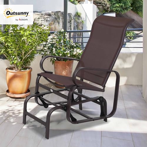 Outsunny Outdoor Glider Chair, Gliders for Outside Patio with Smooth Rocking Mechanism and Lightweight Construction for Backyard, Gray