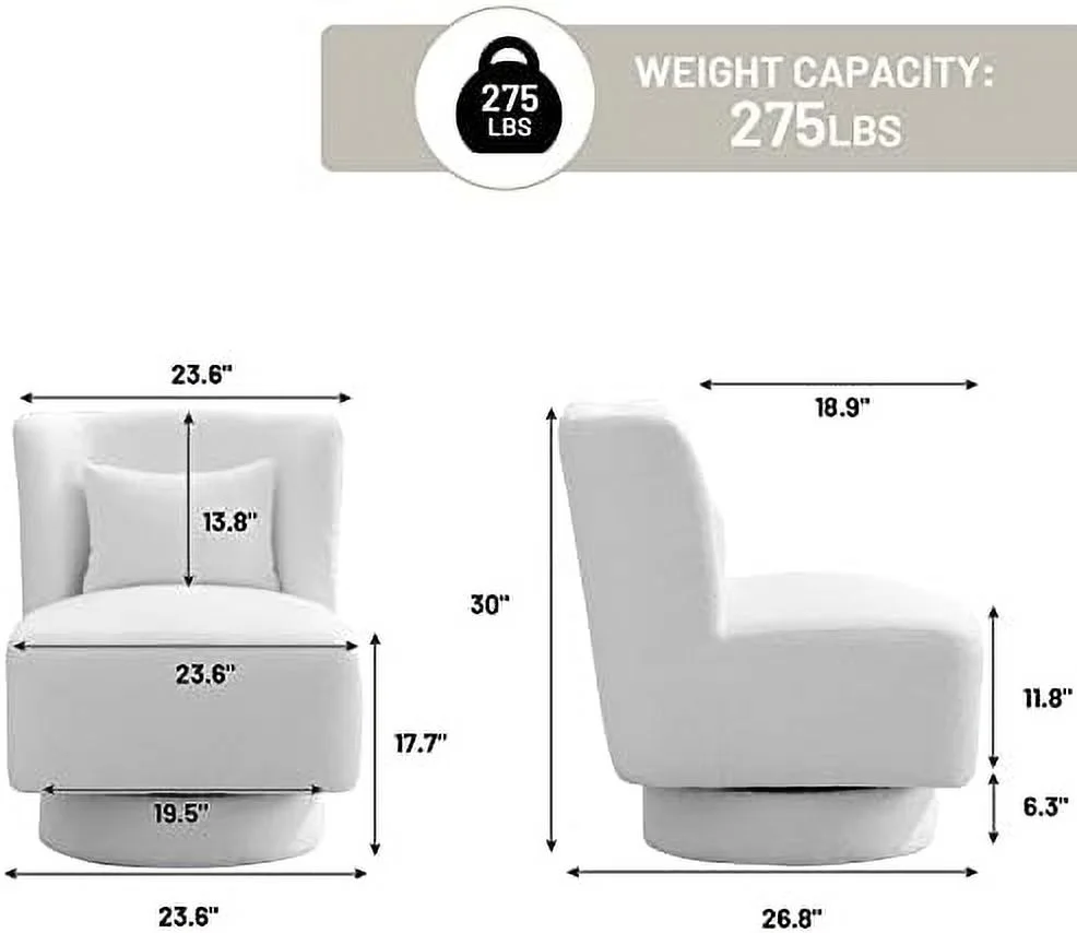 xrboomlife Swivel Barrel Boucle Chair  Comfy Accent Sofa Chair with  Small Pillow  Modern Round Club Arm Chairs for Living Room  Nursery  Bedroom  Office  Lounge (Camel)