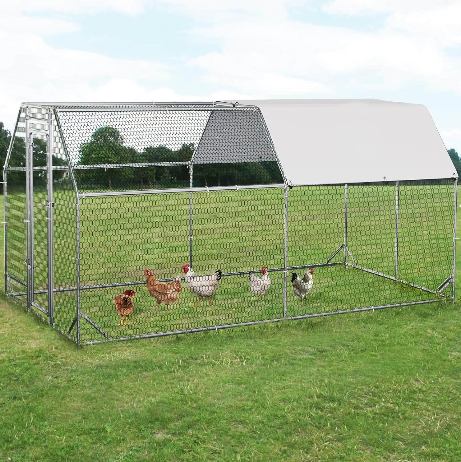 Vitesse Large Metal Chicken Coop, Walk in Wire Chicken coops Runs
