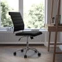 Flash Furniture Mid-Back Armless Black LeatherSoft Contemporary Ribbed Executive Swivel Office Chair