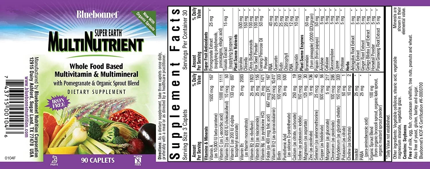 Bluebonnet Nutrition, Formula Super Earth Multinutrient, 90 Capsules