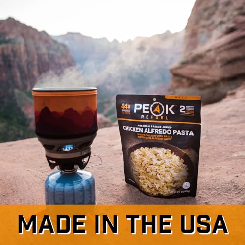 Peak Refuel Chicken Alfredo Pasta 2-Pack | Premium Freeze Dried Camping Food | Backpacking & Hiking MRE Meals | Just Add Water | 100% Real Meat | 48g of Protein Per Pouch | 2 Servings Per Pouch
