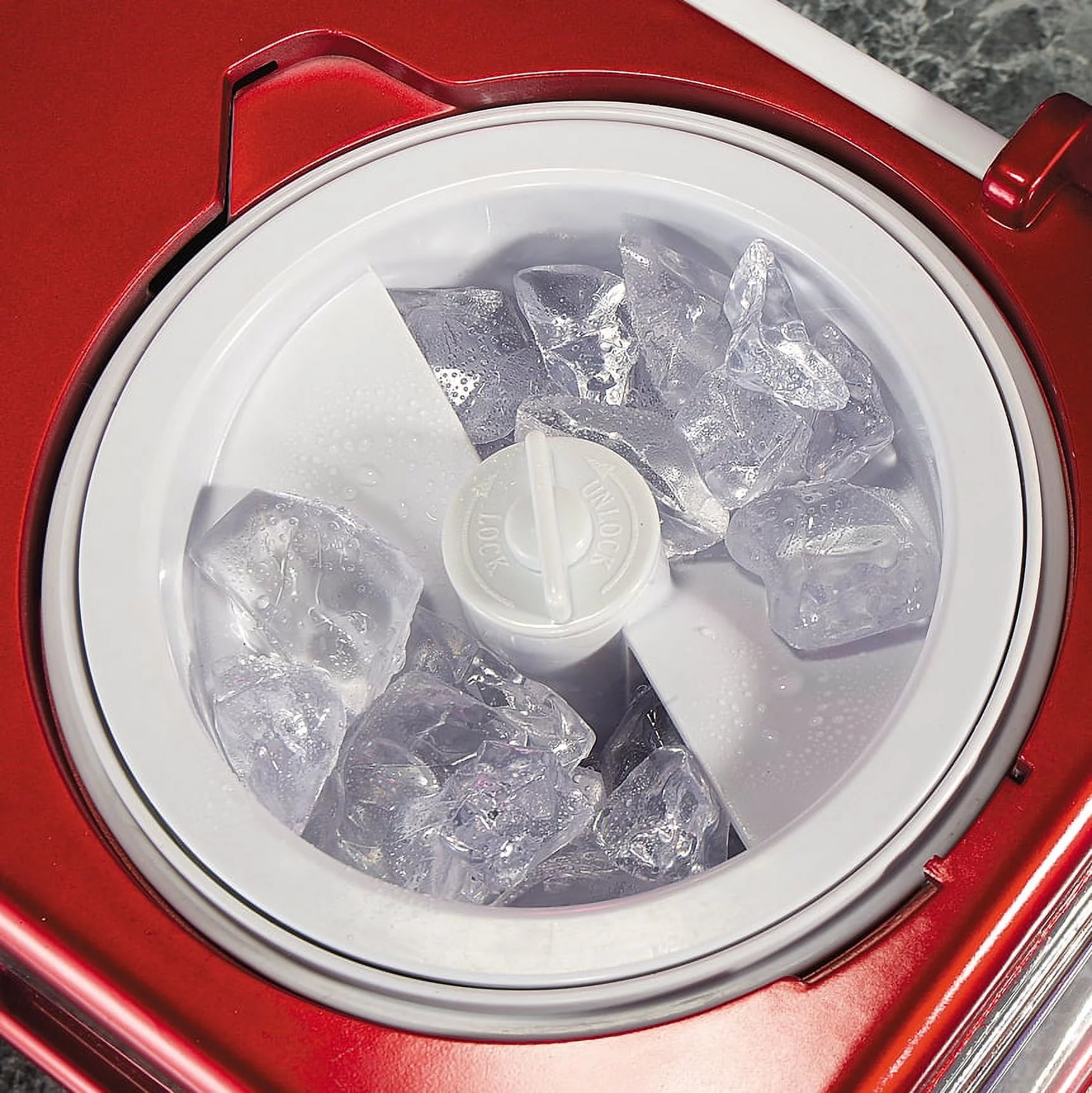 Nostalgia Snow Cone Maker Tabletop Shaved Ice Machine with 2 Reusable Cones & Ice Scoop, Red