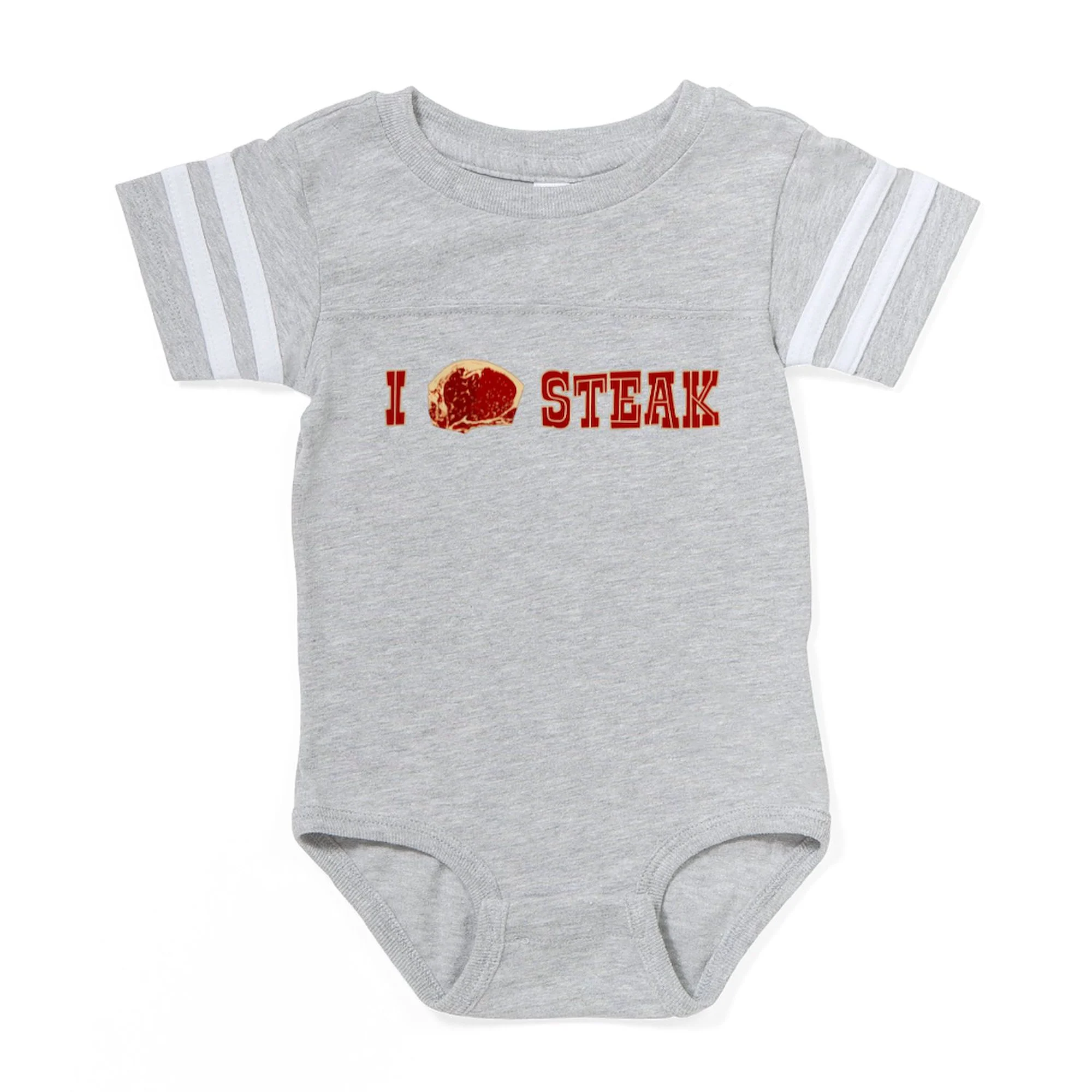CafePress - I Love Steak - Cute Infant Baby Football Bodysuit
