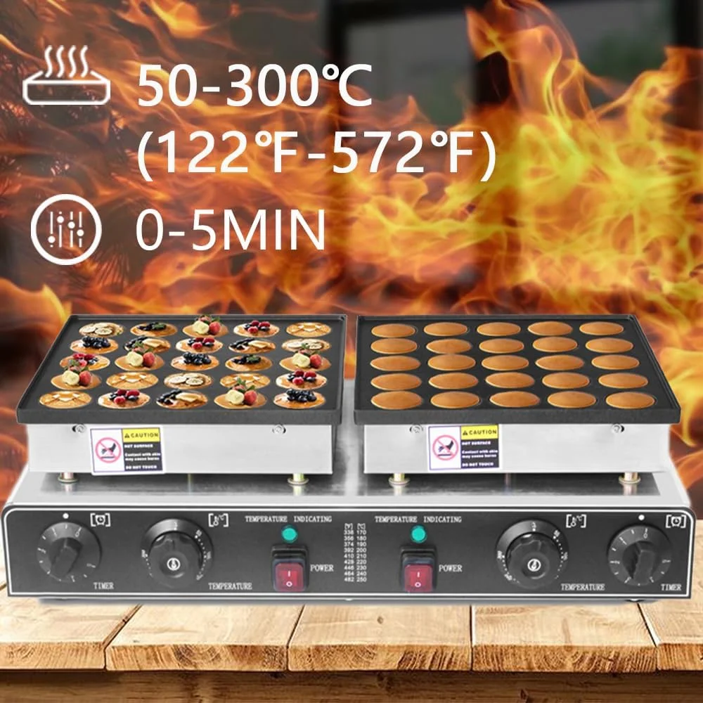 Mini 50PCS Dutch Pancake Baker Commercial Waffle Maker Machine 1.8in Nonstick Nonstick 110v Electric 50pcs 1.7