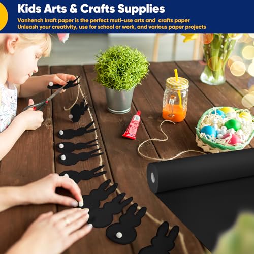 Vanhench Black Wrapping Paper, 17.5